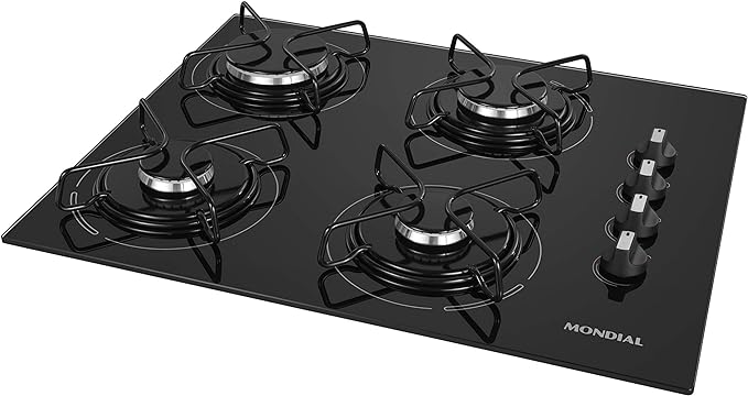 Cooktop a Gás, 4 Bocas, Mondial, Preto:Inox, Bivolt - CTG-01
