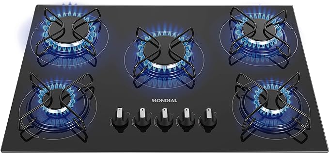 Cooktop a Gás, 5 Bocas, Mondial, Preto:Inox, Bivolt - CTG-02