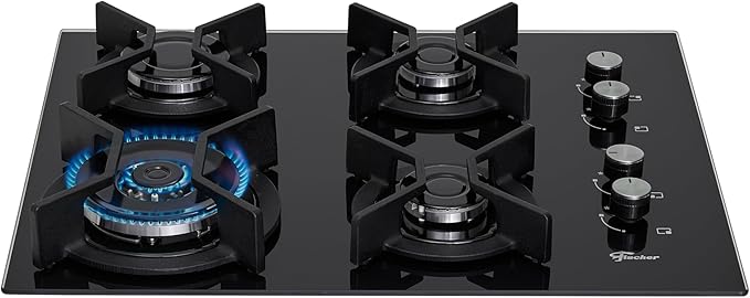 FISCHER COOKTOP À GÁS 4 BOCAS TRIPLA CHAMA INFINITY MESA VIDRO PRETO BIVOLT - 26297-57076